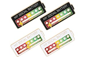 HQRKOTM 4 PCS spille spilla My Social Battery Pin, spilla divertente per umore sociale per 7 giorni, spilla smaltata Slider Social Battery Badge, spilla Social Mood, spilla interattiva, Metallo