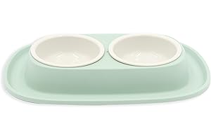 AIMÉ Agrobiothers Aime Gamelle pour Chien Et Chat, avec Double Bols Amovibles, Support Anti-Dérapant Et Anti Débordement, Contenance 2 X 230ml, Gamelle avec Bol Amovible