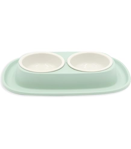 Jack and Vanilla, Voerbak van bamboe, milieuvriendelijk, antislip, voor dieren, modern design, inhoud 570 ml, ideaal voor droge of vochtige levensmiddelen, 14,2 x 5,3 cm, blauw, model Bon Appetit