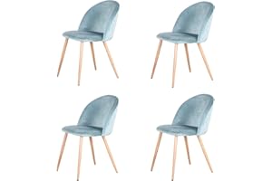 GrandCA HOME Juego de 4 Sillas De Comedor De Terciopelo, Sillas De Cocina con Cojín De Asiento De Terciopelo Suave, Sillas De Comedor Laterales Tapizadas para Sala De Estar, Verde