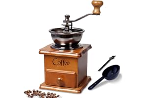 KINI MOX Macinacaffè manuale Mini vintage in legno macinacaffè per la decorazione Display antico macinacaffè per fare caffè in rete classica stampa francese