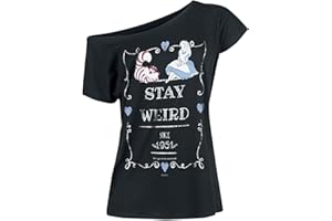 Alice im Wunderland Stay Weird Frauen T-Shirt schwarz Disney, Fan-Merch, Filme, Grinsekatze, Katzen