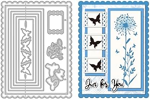 ‎GLOBLELAND GLOBLELAND Blumenrahmen Stanzformen Für Die Kartenherstellung, Rechteckiger Rahmen, Schmetterlingsstanzungen, Prägeschablonen Aus Karbonstahl, Vorlage Für DIY Scrapbooking, Album, Basteldekoration