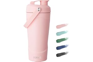 Autsel Stainless Steel Protein Shaker Bottle with Handle, 750ml Metal Protein Shaker with MixBall, Insulated Water Bottle for Gym, BPA Free