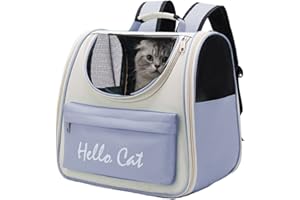 YUOCT Puppy Fat Cat Pet Carrier Backpack, Pet Carrier Rucksack for Large Cat Carrier Backpack Bag Space Capsule, Pet Carrier for Traveling Driving Hiking Walking Camping Hospital Outdoor (Blue)