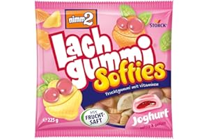‎NIMM2 LACHGUMMI nimm2 Lachgummi Softies Joghurt – 1 x 225 g – Gefülltes Fruchtgummi mit Fruchtsaft, Vitaminen und Joghurt – Süßigkeit in sechs Geschmacksrichtungen