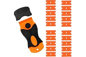 WATAWATA Scraper with 20 Pcs Plastic Replacement Blades Removal Scraper Tool Set Remove Glue of Window Glass Car Paint Sticker (1, Purple)