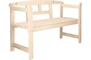 SPRINGOS Banco de Madera con reposabrazos para 2 Personas Banco de jardín 119 x 45 x 78 cm Estilo casa de Campo de Madera Maciza