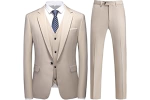 KUDMOL Herren 3-Stücke Anzug Business EIN Knopf Smoking Anzug für Männer Smoking Klassische Blazer Weste Hosen Set