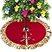 Produktbild L&Z 90cm Vlies Weihnachtsbaum Rock für Verkleidet den Baumständer, mit Rot und Gold Rüschen Rand für Weihnachten Baum Ornamente Dekoration