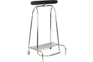 APS porte-sac à pédale, poubelle sans contact avec mécanisme à pédale, poubelle à pédale avec 2 roulettes pivotantes, convient aux sacs poubelles jusqu'à 120 litres, LxPxH : 59 x 43 x 96 cm, acier inoxydable