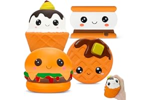 DJLLA Squishy Toys Kawaii 4 Pezzi, Squishies Toys Giocattolo Slow Rising, Kawaii Morbido Aumento Lento Spremere Sollievo dallo Stress Giocattolo Bambini Regalo di Natale per Ragazze Ragazzi Aldulto