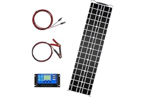 YINGGUANG Kit de panneau solaire flexible 50W 12V Panneau solaire monocristallin Chargeur solaire étanche avec contrôleur de charge solaire 10A pour camping-car, bateau, maison et surfaces inégales (50W)