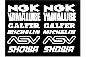 MUNDO kit adhesivos 12 pegatinas blancas logotipo de Michelin Yamalube NGK, 16 cm, pegatinas para coche, moto, camioneta sticker