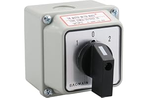 Baomain Commutateur universel rotatif SZW26-20/D202.2D avec interrupteur maître extérieur 660V 20A 3 positions 2 phases (Small Box)
