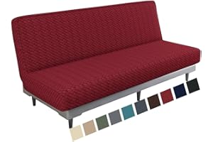 MAXIJIN Copridivano Elasticizzato a 3 Posti Senza braccioli Copridivano Clic Clac Pieghevole Regolabile Fodera Futon Rimovibile Universale per Soggiorno (Rosso)