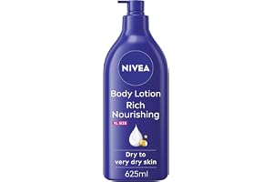 NIVEA Rich Nourishing Body Lotion (625ml), Rich 72H Hydration Moisturiser for Dry Skin Made with Deep Moisture Serum and Almo
