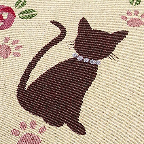 Alicemall Fußmatte Teppich Polyester Rutschfeste Saugfähig Weich Fest Küchenläufer Fußabtreter für Bad Indoor Wohnzimmer Schlafzimmer Abriebfest Schnelltrocknend Matte 50 * 140 Cm ( Katzen und Blumen ) - 6