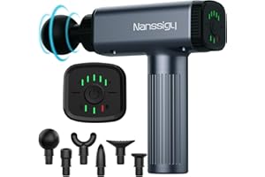 NANSSIGY Massage Gun Deep Tissue - Portable Muscle Massage Gun,Powerful Muscle Percussion Massager,2600mAh Electric Handheld Fascia Gun with 6 Heads,Muscle Pain Relief