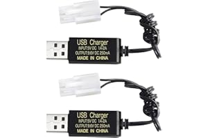 AMZZN 2PCS 9.6V USB Charging Cable with KET-2P Tamiya Plug Connector for RC Excavators,Trucks,Tanks,Engineering Vehicles, RC Cars, Stunt Vehicles, 9.6V NiCd or NiMH or Battery USB Chargers