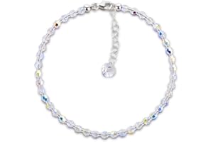 SCHÖNER SCHMUCK-DESIGN Perles de cristal SWAROVSKI ELEMENTS Chaîne de pied dans la couleur Crystal Aurore Boreale