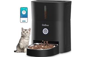 Balimo Futterautomat Katze 3L, WiFi Intelligenter Katzenfutter Automat, Futterspender für Katzen/Hunde Mit Nachtlicht und 304 Edelstahlnapf, APP-Steuerung, 1-10 Mahlzeiten pro Tag, Schwarz