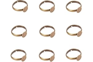 PH PANDAHALL PandaHall- Lot de 10 Supports de Bague Reglables pour Cabochon en Laiton Couleur Bronze Antique 8mm