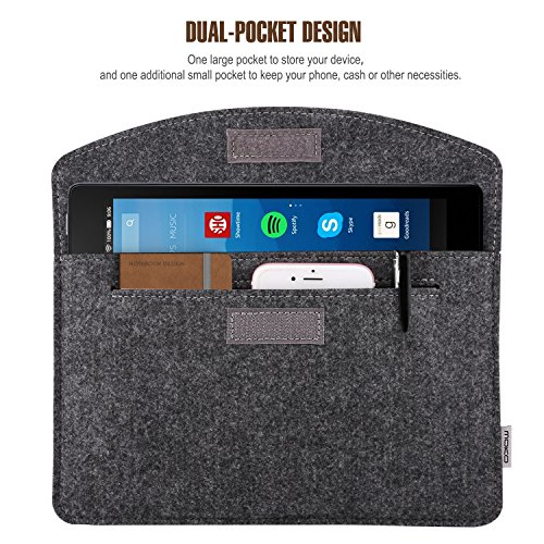 MoKo Amazon 7-8 Zoll Felt Sleeve Hülle – Tragbare Filz Schutzhülle Tasche für das neue Fire HD 8 2016, Fire Kids Edition(5th Gen, 2015), All-New Kindle(8th Gen, 2016), Kindle Oasis, Fire 7, Dunkelgrau - 5
