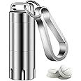 Titanium Waterproof Pill Bottle Small Pill Case Holder Box,TISUR Airtight Small Outdoor Storage Container to Hold Supplements