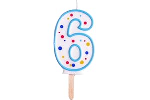 PME CA066 Kerze, Blau, Nummer 6, Kunststoff, Blue, 4 x 1 x 6.3 cm