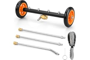 MYPIN Nettoyeur de Train de Roulement, 2-en-1 Balai à Eau de Lavage de Voiture, Nettoyeur Haute Pression de 16 Pouces avec Brosse à moyeu, Nettoyeur de Surface 1200-4000 PSI