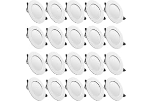 Tofisr LED recessed Ceiling Light, 7W Downlights 700LM Warm White Light 2700K, Round Aluminum Metal Spotlights 230V, Cut Φ75-95mm, for Living Room Bedroom Kitchen, Pack 20