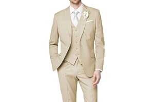 HUUTOE Costume 3 pièces élégant pour homme, pour mariage, bal de fin d'année, affaires, blazer à un bouton, veste, gilet et pantalon, smoking