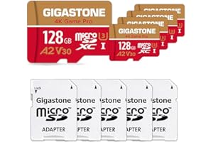 5-pak Gigastone 128GB Micro SD Card,Profesjonalny, A1 4K, Nagrywanie wideo 4K, Kompatybilny z Nintendo-Switch, R/W do 100 / 50MB / s, Micro SDXC UHS-I Class 10