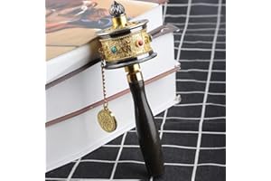 FYEARFLY Prayer Wheel Tibetan, Buddhist Handheld Prayer Wheel, Brass Tibetan Prayer Wheel Buddha Religion Scriptures Prayer Wheel Six-character Truth Hand Held Prayer Wheel for Praying Blessing Relaxing(Gold)