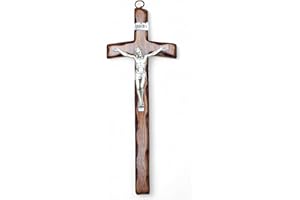 La Balestra Crocifisso da Parete - Artigianale Made in Italy Cristo e INRI Placcati Argento 999 - Crocifissi da Parete in Legno, Cura e Precisione dei dettagli di Gesù Crocifisso - 22,5 x 8,7cm