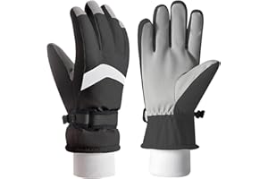 QKURT Guantes de esquí para niños, Impermeables, cálidos, Resistentes al Viento, para la Nieve, para Pantalla táctil, para Clima frío, Unisex, de 4 a 12 años