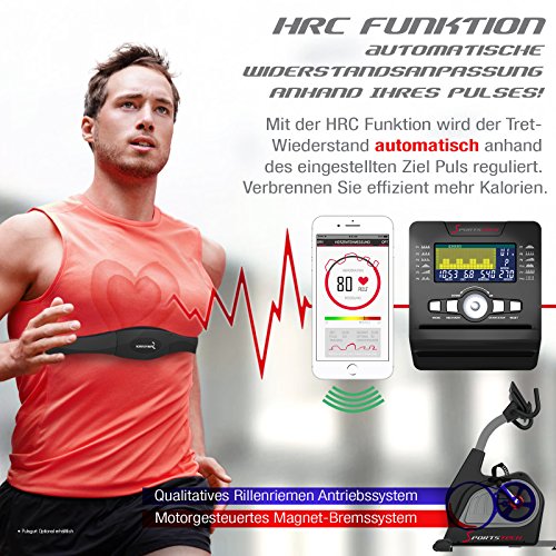 Sportstech ES600 Profi Ergometer mit Smartphone APP Steuerung & integriertem Stromgenerator + 14KG Schwungmasse & 16 Stufen elektr. Magentbremssystem + Pulsgurt, HRC, otimalem ergonomischen Sitzkomfort - 4