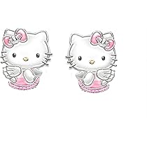 18K Rose Gold GF Lady Girl's Japanese Lucky Cat Cute Hello Kitty Stud Earrings E - Foto 6