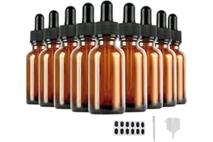 YBCPACK 24 Stück Pipettenflasche 30ml mit Glaspipette, 24 Etiketten, 1 Stift, 4 Trichter, Braunglas Tropfflasche für ätherische Ölmischungen, Parfüms, Aromatherapie und Chemielabor-Dropper Bottle