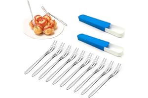 ANCUIOYZ 10 Fourchettes à Fruits à Dessert, Cueillette En Acier Inoxydable Poli Avec Boîte De Rangement, Petites Fourchettes Pour Desserts, Fruits, Salades, Apéritifs, Cocktails, Gâteaux