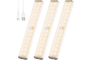 VCY Wireless Under Cupboard Light with 28 LED Motion Sensor - Warm White 3000K Type-C Rechargeable, Magnetic Strips & Adhesive Pads for Kitchen, Wardrobe, Stairs, Hallway | Long Lasting Battery, No Tools