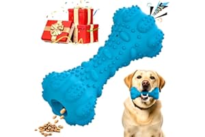 NANDSELL Juguetes para Perros Resistentes para Perro Masticadores- Mancuerna de Caucho Natural Chirriante y Dispensador de Comida, Juguete Interactivo, Mordedor Goma| Limpieza Dental Ansiedad (Azul)