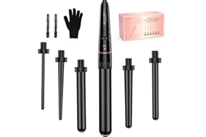 ‎BESTOPE PRO BESTOPE PRO 6-in-1 Lockenstab Große Locken und Kleine, Lockenstäbe, Lockenstab Mit Verschiedenen Aufsätzen, Handschuhen Temperatur Einstellbar, Schwarz