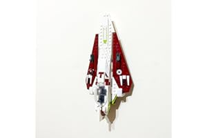 3Dudes & Dad Support mural compatible avec Lego Star Wars OBI Wan Kenobi Jedi Starfigher - Crochet de rangement conçu sur mesure pour l'ensemble 75333 - Plastique imprimé 3D - Fourni avec matériel de