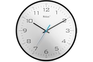 Mebus analoge Quarz-Wanduhr klassisches Design kräftige, große Ziffern 30cm Durchmesser/Farbe: Schwarz-Weiß/Modell: 16247