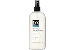 EcoTan Tropical Tanning Mist 500 ml, Spray Corpo Abbronzante con Aloe Vera, Camomilla e Acqua di Cocco, Abbronzatura Dorata, Naturale e Duratura, Vegano, Formula Senza Risciacquo