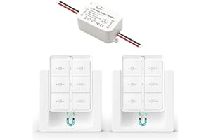 Tedeligo Kit Interrupteur Sans Fil, Va Et Vient émetteur Radio Sans Fil 433 MHz Interupteur Sans Fil 150 Mètres Plage De Contrôle 2200 Watt Commutateur Sans Fil Mobile ( 2 Interrupteurs 1 Récepteur)
