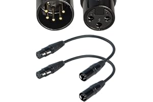 SiYear Cable de audio XLR hembra de 3 pines a XLR macho de 5 pines para micrófono DMX, cable adaptador XLR3Fa XLR5M (12 pulgadas, paquete de 2 unidades)