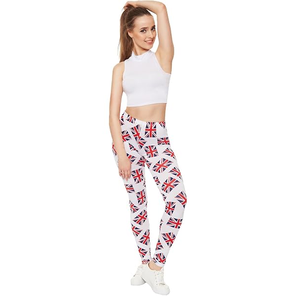 WearAll Damen Leggings Mit Union Jack Print – Plus Size, Strech, Länge 94 Cm, Bund Mit Gummizug